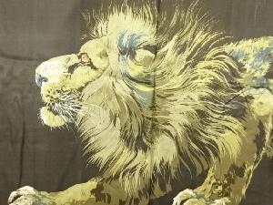 アンティーク　ライオン模様肩裏紋付羽二重男物羽織